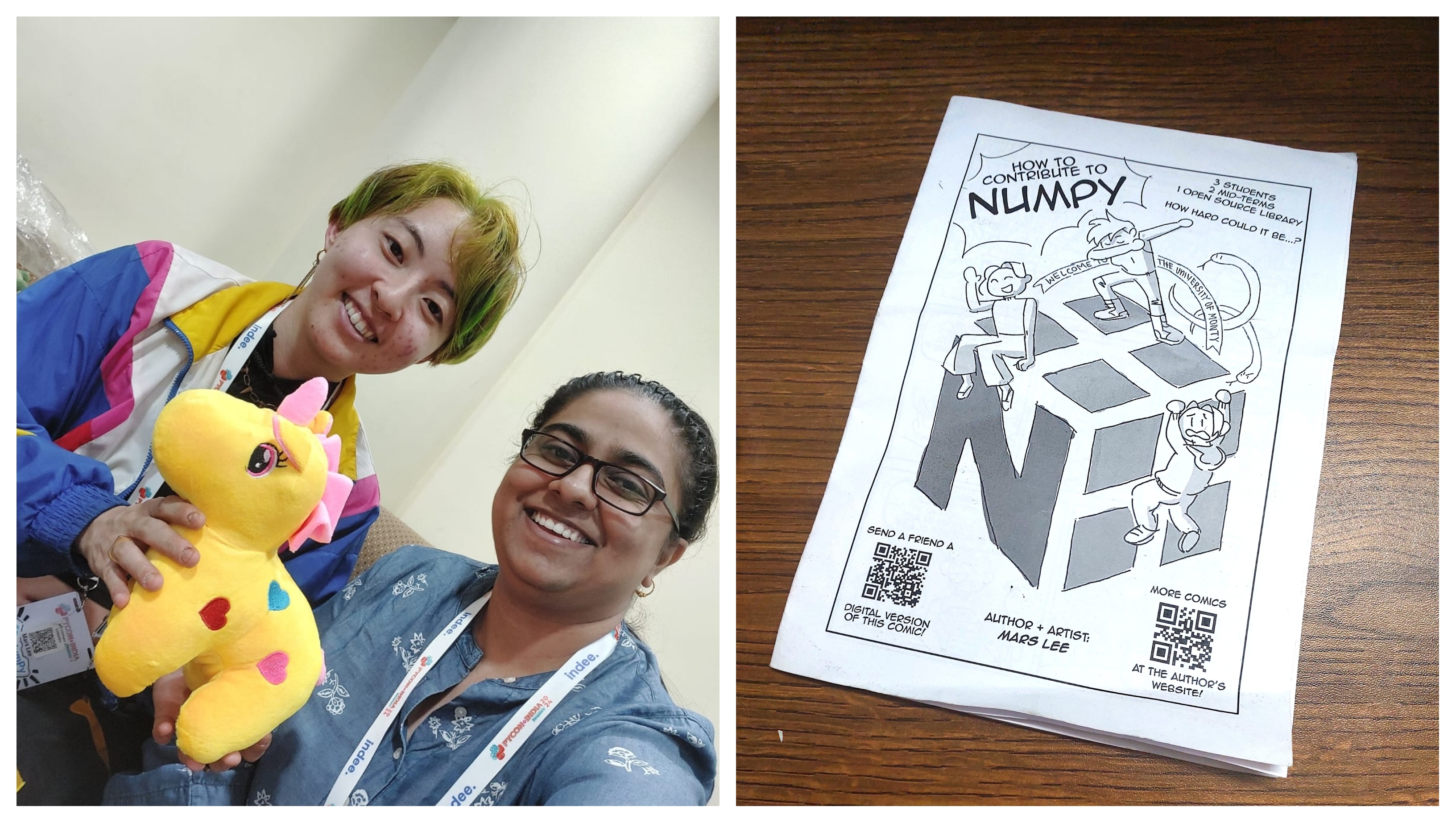 L-R: Mars, Unicorn, me, and NumPy comics